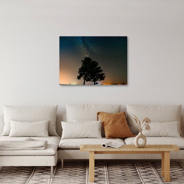 Slika noćnog neba s drvećem (70x50 cm)
