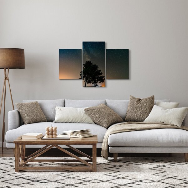 Slika noćnog neba s drvećem (90x60 cm)