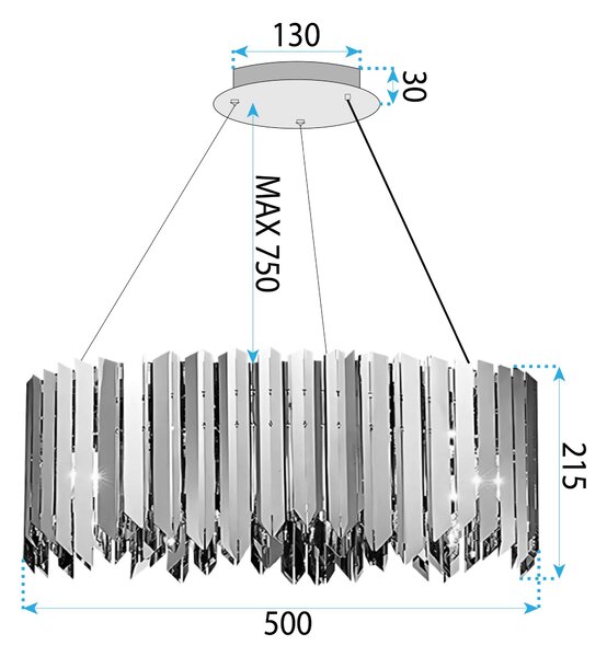 Stropna svjetiljka sa staklenom kuglom APP1763-8CP metal CHROME