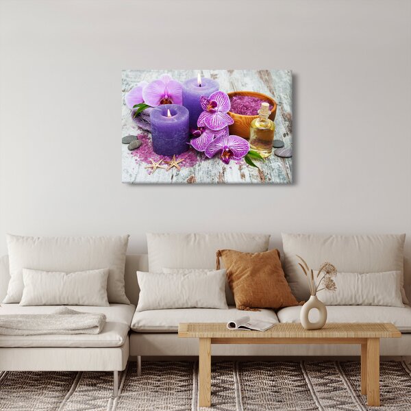 Slika orhideja i svijeća (90x60 cm)