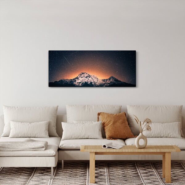 Slika noćnog neba s planinom (120x50 cm)