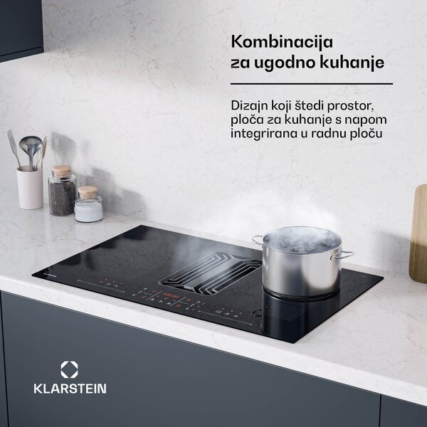 Klarstein AirJet FlexPro sustav za dovod zraka, Indukcijska ploča + napa, Flexi zona, Pojačivač