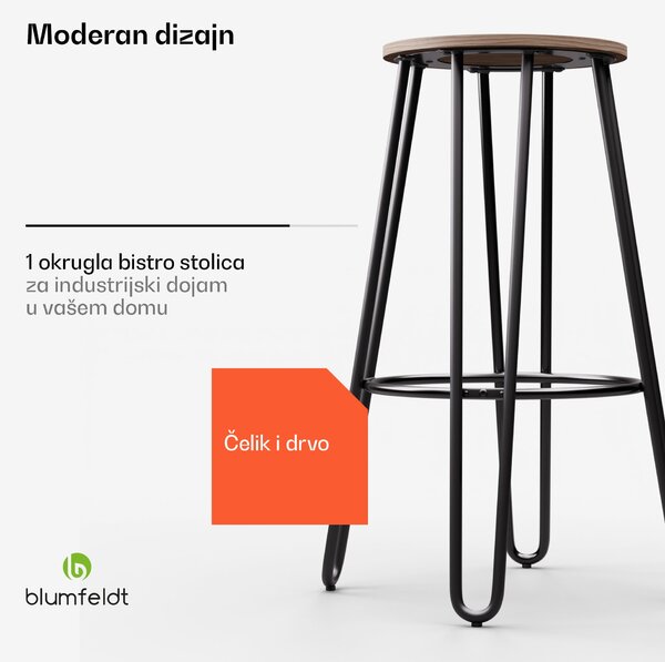 Blumfeldt Bistro stolica Hamilton 1 kom. Ø33cm Čelični drveni okvir