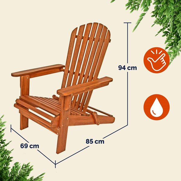 Vrtna ležaljka ADIRONDACK, sklopiva, 69x84x94 cm, prirodna smeđa Casaria