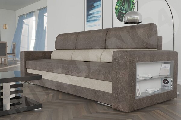 Sofa na razvlačenje Carona (svijetlosmeđa + bež) (s prostorom za odlaganje)