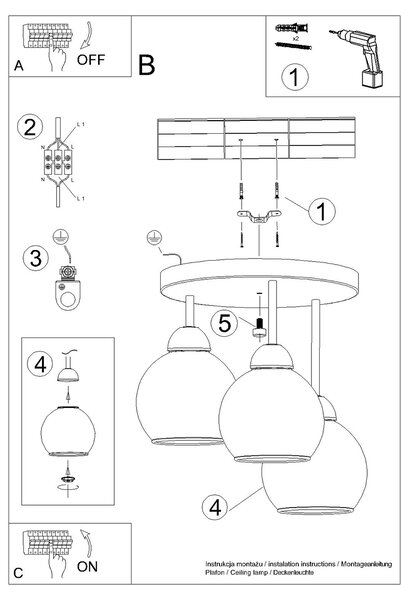 Luster ALINO 3 crna