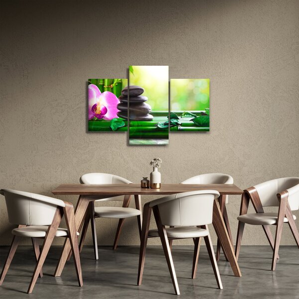 Slika kamenja za masažu i orhideja na vodi (90x60 cm)