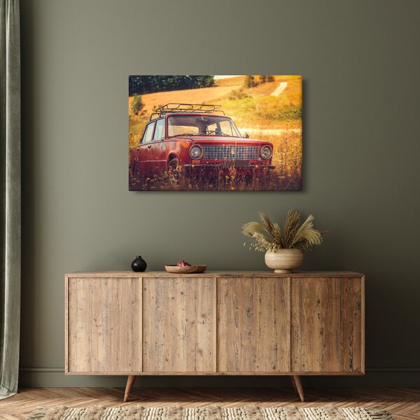 Slika automobila u polju (90x60 cm)