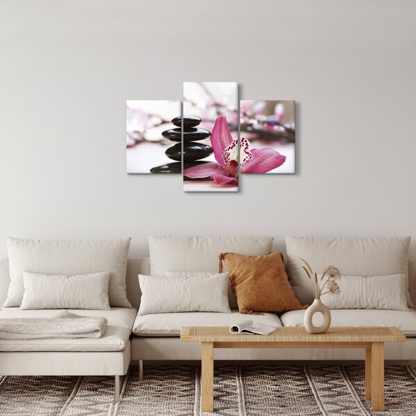 Slika kamenja za masažu i orhideje (90x60 cm)
