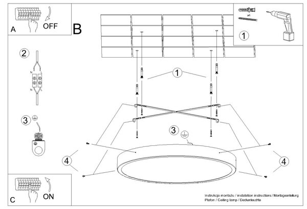 Stropna svjetiljka ONYX 60 bijela LED 3000K