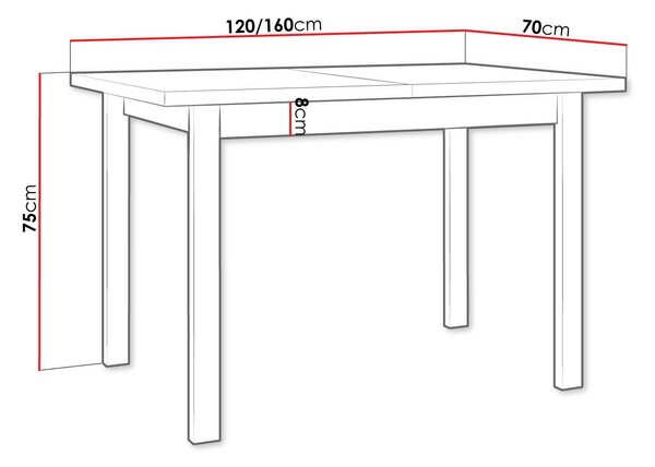 Stol na razvlačenje Ewan 70 x 120+160 X (hrast sonoma L)