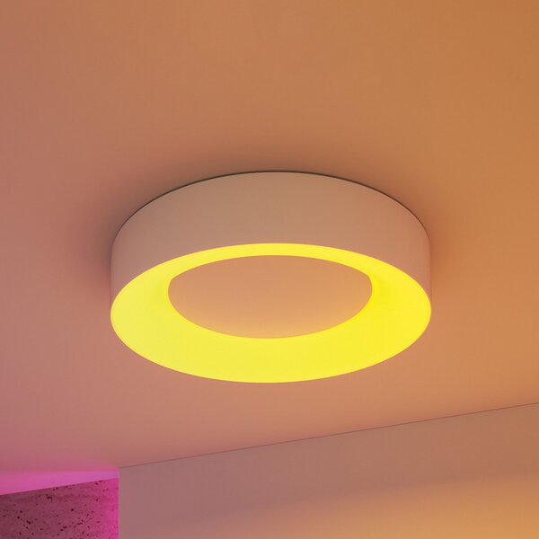 Paulmann Smart LED stropna svjetiljka Casca, bijela, Ø 40 cm, RGBW, IP44, prigušiva, Bijela, Dnevni boravak/blagovaonica, Metal