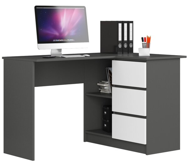 Kutni PC stolić Balcon (grafit + bijela) (D)