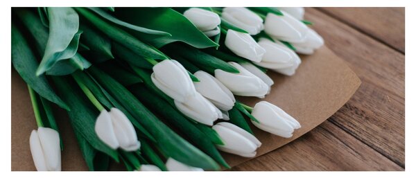 Slika buketa bijelih tulipana (120x50 cm)