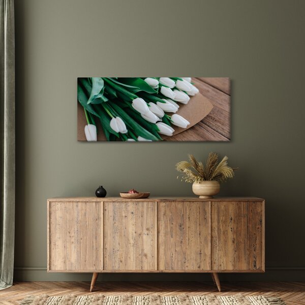 Slika buketa bijelih tulipana (120x50 cm)
