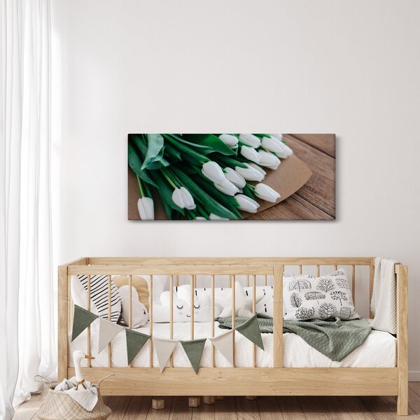 Slika buketa bijelih tulipana (120x50 cm)