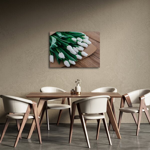 Slika buketa bijelih tulipana (70x50 cm)