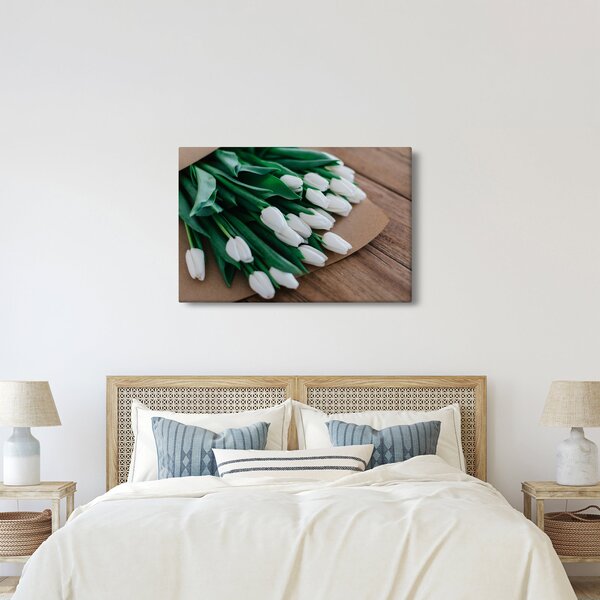 Slika buketa bijelih tulipana (90x60 cm)