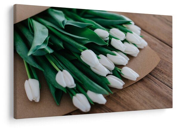 Slika buketa bijelih tulipana (90x60 cm)