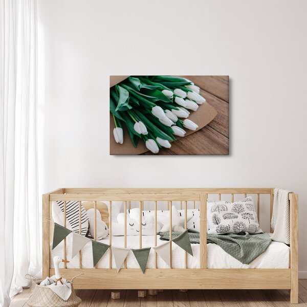 Slika buketa bijelih tulipana (90x60 cm)
