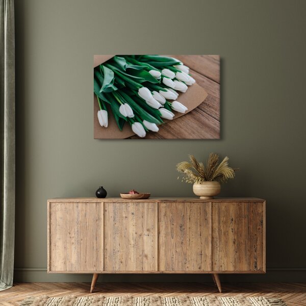 Slika buketa bijelih tulipana (90x60 cm)