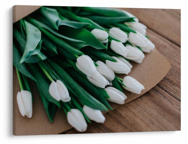 Slika buketa bijelih tulipana (70x50 cm)