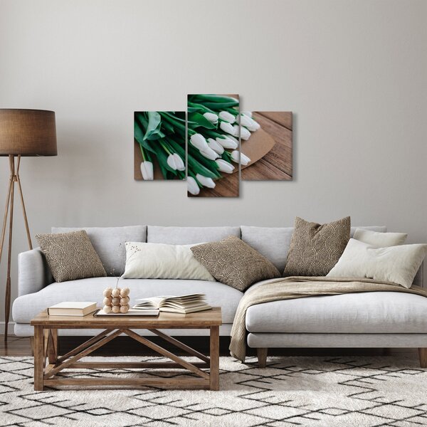 Slika buketa bijelih tulipana (90x60 cm)