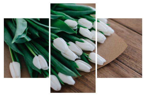 Slika buketa bijelih tulipana (90x60 cm)