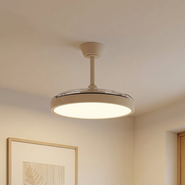 Lindby Orasu LED stropni ventilator, Ø 107 cm, bež, CCT, Bež, Dnevni boravak/blagovaonica, Metal