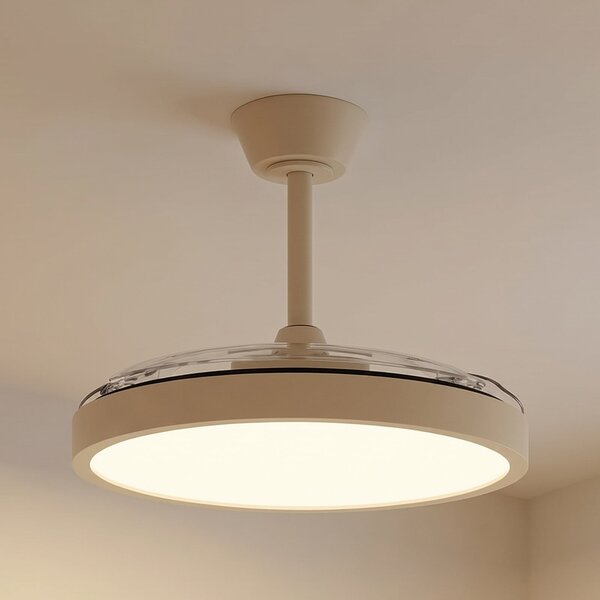 Lindby Orasu LED stropni ventilator, Ø 107 cm, bež, CCT, Bež, Dnevni boravak/blagovaonica, Metal