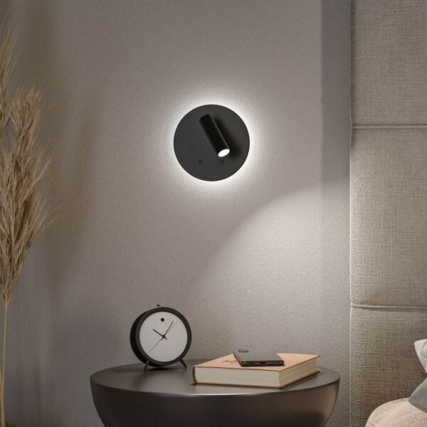 Paulmann Kiora LED punjiva zidna svjetiljka, crna, visina 20 cm, dimabilna, prigušiva, Crno, Dnevni boravak/blagovaonica, Metal, Zid okrugli