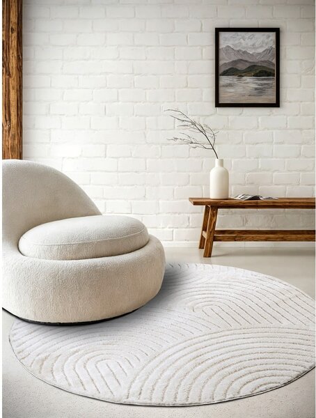 Bijeli okrugao tepih ø 160 cm Panglao New York White – Elle Decoration