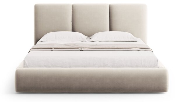 Krem baršunasti tapecirani bračni krevet s prostorom za odlaganje s podnicom 160x200 cm Brody – Mazzini Beds