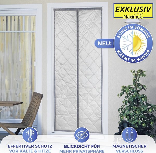Siva/u srebrnoj boji termo izolacijska zavjesa za vrata 90x200 cm – Maximex