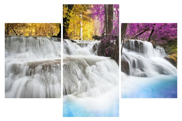 Slika vodopada Erawan u šumi (90x60 cm)