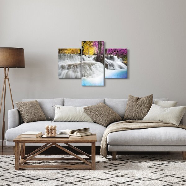 Slika vodopada Erawan u šumi (90x60 cm)