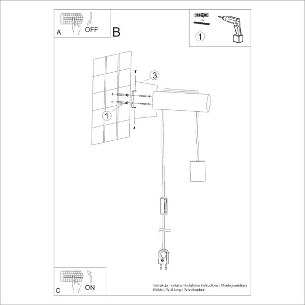 Zidna lampa NIMBI E27 sa prekidačem