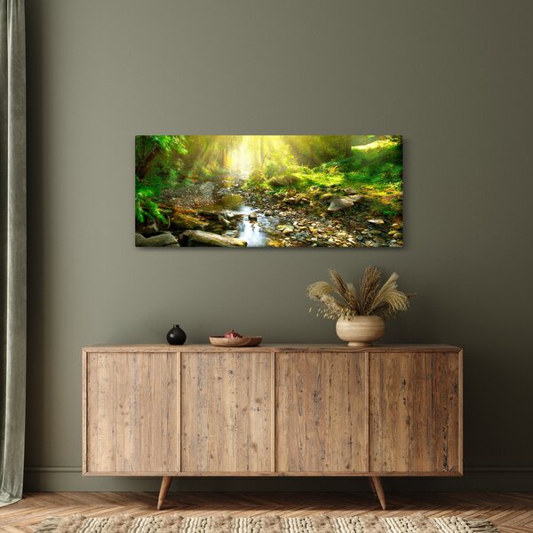 Slika rijeke u zelenoj šumi (120x50 cm)