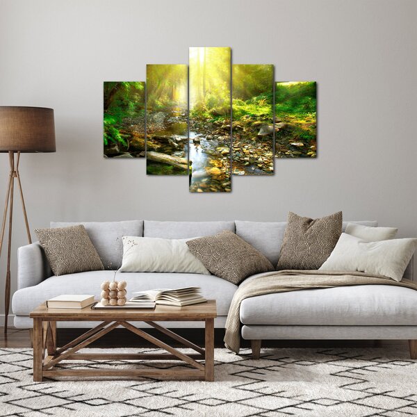 Slika rijeke u zelenoj šumi (150x105 cm)
