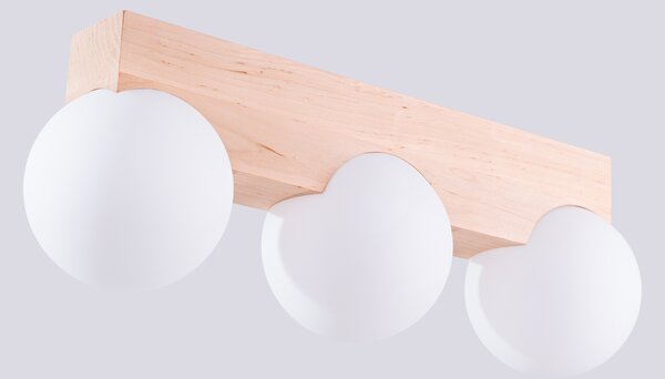 Stropna lampa BULBO 3 prirodno drvo