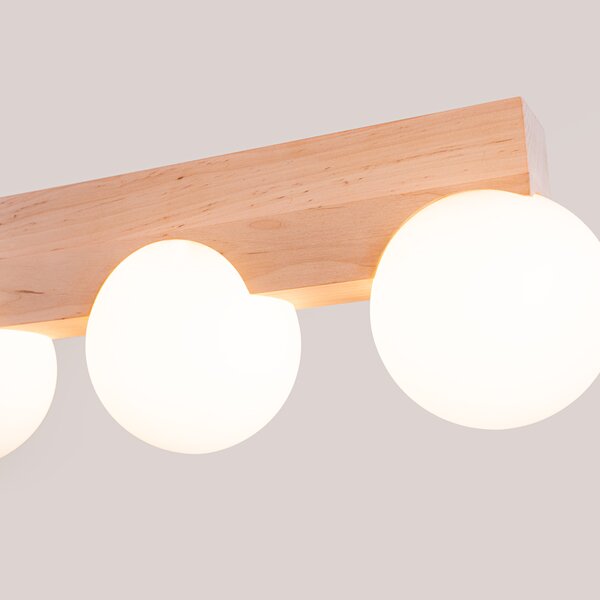 Stropna lampa BULBO 3 prirodno drvo