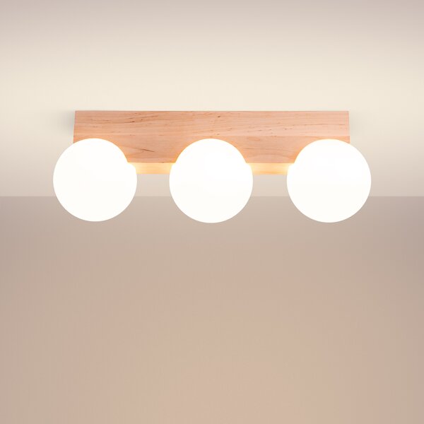 Stropna lampa BULBO 3 prirodno drvo