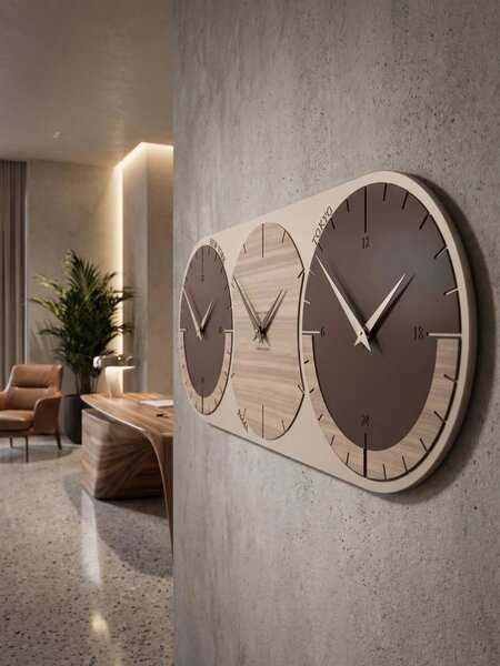 Zidni sat World Clock 4 boje