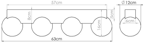 Stropna lampa BULBO 4 prirodno drvo