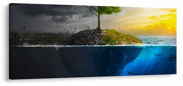 Slika koja prikazuje dvije strane (120x50 cm)