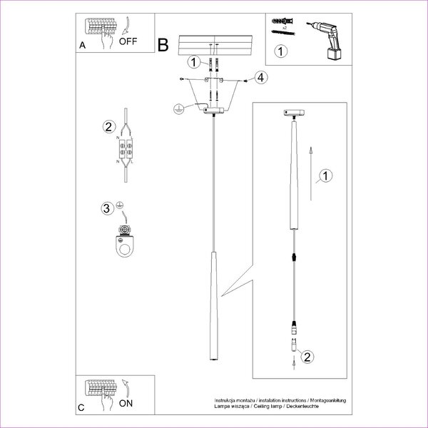 Pedant lampa BLISS 1 crna