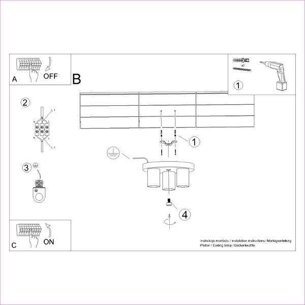 Stropna lampa LAGOS 3P bijela