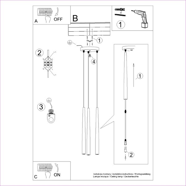 Pedant lampa BLISS 3P crna