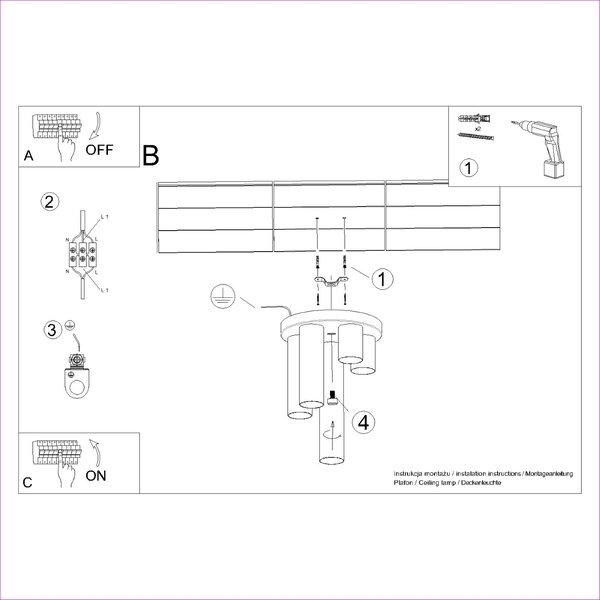 Stropna lampa LAGOS 5P bijela