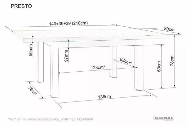 Blagovaonski stol Postiro (cremona torro hrast + bež) (za 6 do 8 osoba)